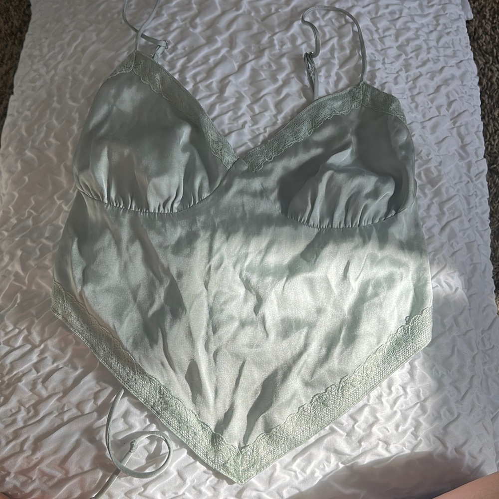 Mint green silk top